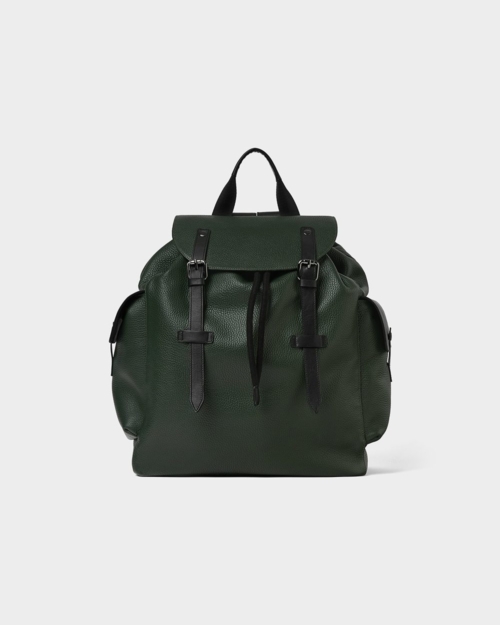 Grey blue leather backpack